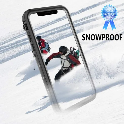 Vista 6 de Funda resistente al agua para iPhone 11 Pro Max, diseño delgado con protector de pantalla integrado, a prueba de golpes, 6.5 pulgadas (negro y gris)