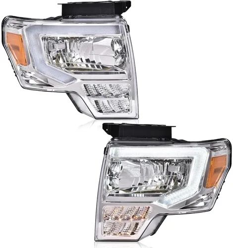 Vista 11 de PIT66 Conjunto de faros delanteros LED compatible con Ford F150 2009 2010 2011 2012 2013 2014, lente transparente para conductor y pasajero, carcasa