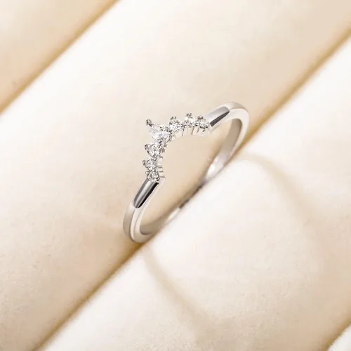 Vista 2 de Mameloly Alianzas de boda para mujer, anillos de compromiso apilables curvados y apilables con circonita cúbica de forma redonda y forma redonda