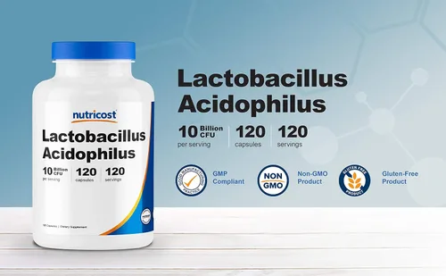 Vista 3 de Nutricost Lactobacillus Acidophilus 10 mil millones de UFC, 120 cápsulas vegetarianas