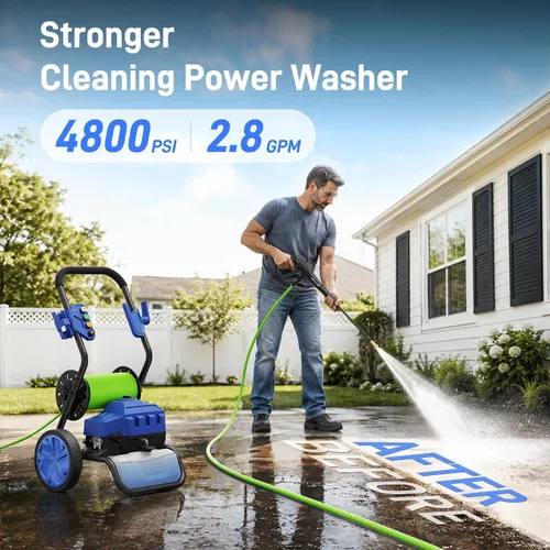 Vista 9 de Lavadora a presión eléctrica resistente 4800PSI, limpiador de lavadora