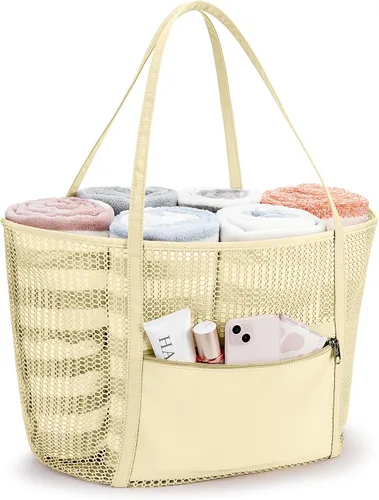 Vista 7 de KALIDI FANCY FOREST Bolsa de asas de malla de playa, bolso de hombro para mujer MAX 27L Bolsa de comestibles