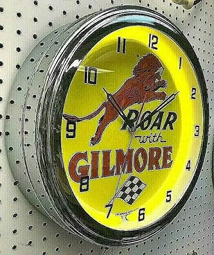 Vista 2 de 16" Roar con Gilmore Gas Motor Oil Sign Neon Clock