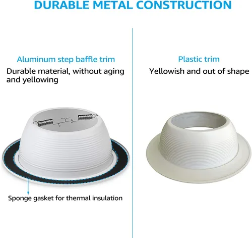 Vista 3 de TORCHSTAR 6 Inch Recessed Light Trim, White Blanco