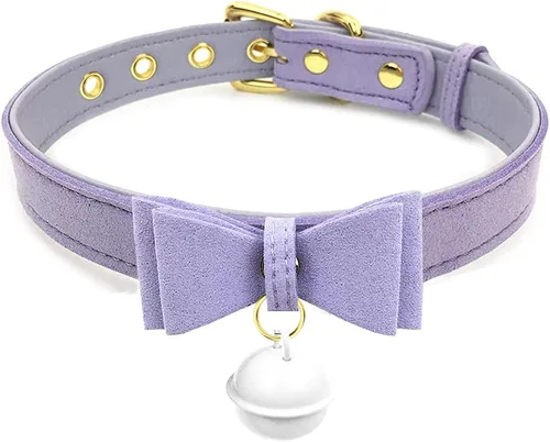 Vista 9 de PU Leather Bow Collar Necklace Choker with Bell Cat Cosplay Kitty Necklace Choker Collar for Women Negro