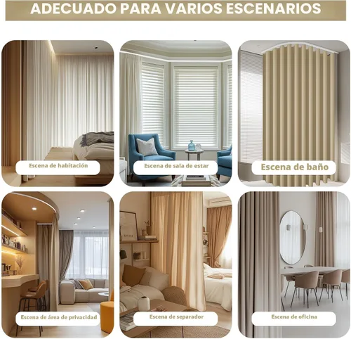Vista 6 de Riel de cortina de techo flexible y plegable, montaje para riel de cortina con sistema de rieles de cortina, divisor de habitación, varilla