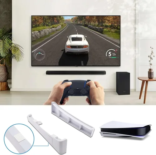 Vista 3 de Micro Traders Juego de 2 soportes horizontales compatibles con Playstation 5 discos y consolas digitales soporte base soporte con alfombrillas