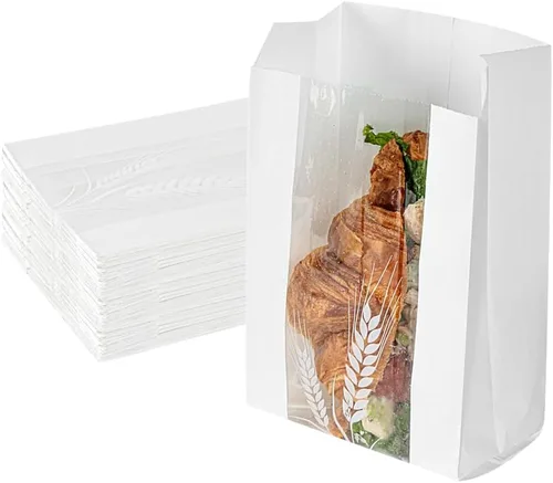 Vista 22 de Restaurantware Bag Tek - Bolsas de papel para pan de 4.5 x 2.5 x 8.5 pulgadas, 100 bolsas de papel de baguette a prueba de grasa, microperforadas