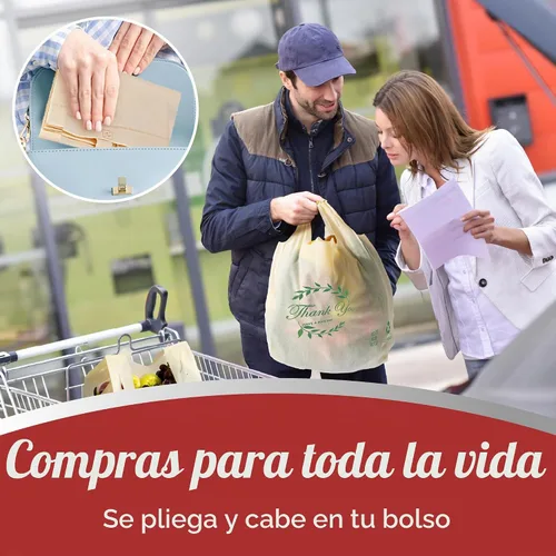 Vista 5 de Simply Cool Paquete de 300 bolsas reutilizables "Thank You" ecológicas para comestibles de 21.5 x 12.2 x 7.2 pulgadas, bolsas de compras duraderas