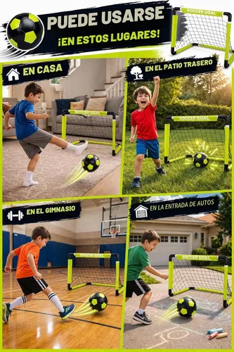 Vista 3 de Kids Soccer Goals Set for Indoor & Outdoor Play – Includes Foldable Goal, Ball, Pump & 4 Stakes