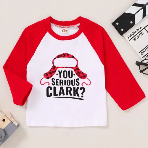 Vista 2 de JEELLIGULAR Camiseta de Navidad para niños y niñas, camiseta de manga larga con estampado de letras para bebés, ropa de festival de 6 meses a 5 años