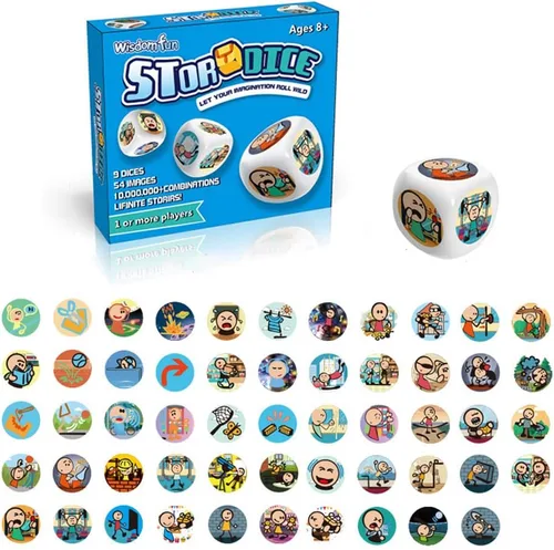 Vista 2 de Happy Story - Paquete de 9 cubos coloridos – Un viaje feliz contar cubos y dados de lenguaje oral, 54 imágenes, combinación de historias ilimitadas