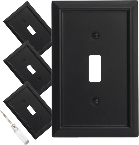 Vista 10 de Placa de pared, cubiertas de toma de corriente dúplex, cubierta de interruptor de luz negro mate - Placa de cubierta de toma de corriente eléctrica