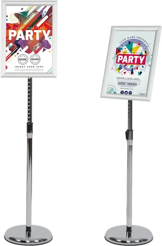 Vista 11 de Soporte de Cartel con Pedestal Ajustable de 8.5 x 11 Pulgadas, Soporte de Letrero de Pie de Servicio Pesado con Marco de Exhibición de Aluminio