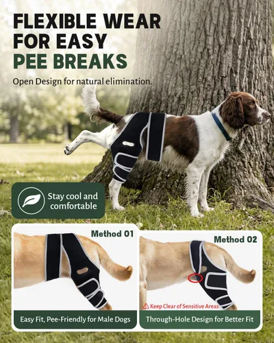 Vista 4 de Dog Knee Brace for Torn Acl Hind Leg, Relieves Ligament Injury and Joint Pain, Adjustable Leg Support Bracket for Warmth and Support, Universal Dog