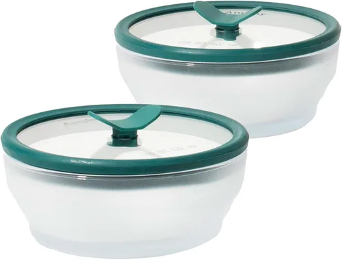 Vista 12 de Anyday - Set de 2 envases de vidrio para almacenamiento de alimentos con tapas de vidrio Set de preparación de comidas sin plástico Set