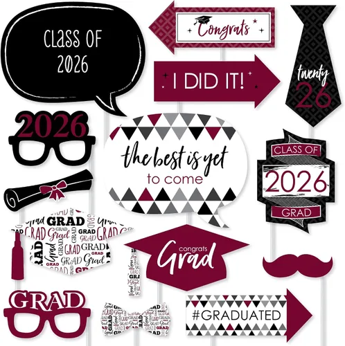 Vista 18 de Big Dot of Happiness Accesorios de graduación en blanco y negro para sesión de fotos 2026, juego de 20 unidades de accesorios de cabina de fotos