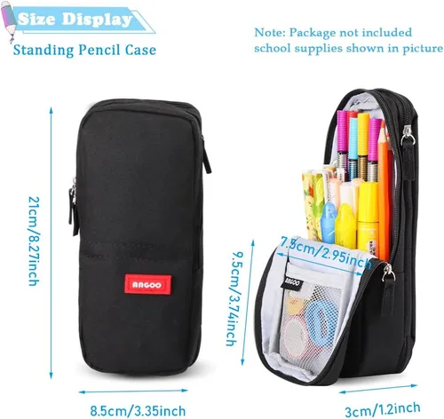 Vista 5 de iSuperb Estuche para lápices de pie, 2 compartimentos, estuche magnético para teléfono celular, soporte para bolígrafo, bolsa de teléfono de gran