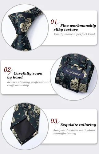 Vista 92 de Corbatas florales tejidas clásicas para hombre, corbata cuadrada de bolsillo, corbatas formales para hombres, boda con pañuelo