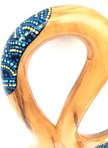 Vista 7 de Didgeridoo en forma de S de madera de caoba de JIVE – Tallado a mano, pintado a mano, tamaño de viaje con tono resonante profundo, popular
