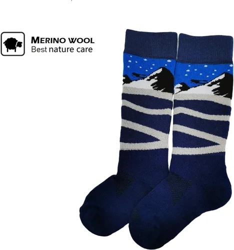 Vista 2 de HIGHCAMP 2 pares de calcetines de lana merina para niños de esquí y snowboard, calcetines de nieve de invierno para niños, niños y niñas