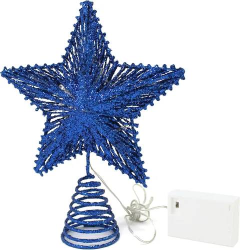 Vista 8 de CVHOMEDECO. Estrella Negra para la Copa del Árbol con Luces LED Blanco Cálido y Temporizador para Adornos de Remate de Árbol de Navidad y Decoración