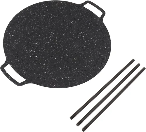 Vista 7 de Sartén coreana, sartén redonda antiadherente para barbacoa con asas dobles, conductividad térmica rápida, soporte estable, adecuada para estufa