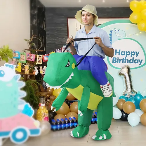 Vista 3 de Disfraz de dinosaurio para adultos, la mejor decoración para fiestas, reuniones, celebraciones de vacaciones, Halloween y otros festivales..