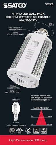 Vista 8 de Satco 40W/LED/WP/CCT/EX39/100-277V Blanco