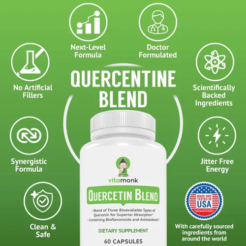 Vista 4 de VitaMonk Complejo de quercetina - 3 formas bioactivas - fitosoma de isoquercetina y quercetina con bromelina - Apoyo del sistema inmunológico