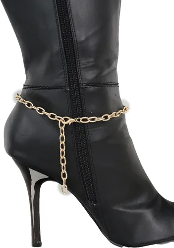 Vista 8 de TFJ - Pulsera de botas de moda para mujer, cadenas de metal, tacones altos, color turquesa, azul, abalorios, oro, Metal