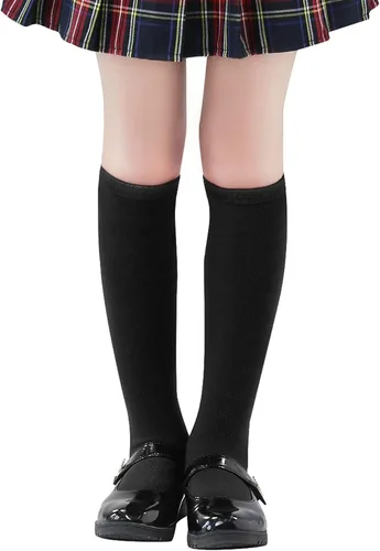 Vista 2 de Zando Calcetines deportivos de algodón con tres rayas para niños y niñas, uniforme de tubo, lindo tubo hasta la rodilla