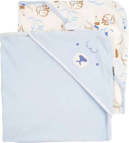 Vista 6 de Carter's Toalla con capucha para bebé (paquete de 2 unidades, marfil/azul)