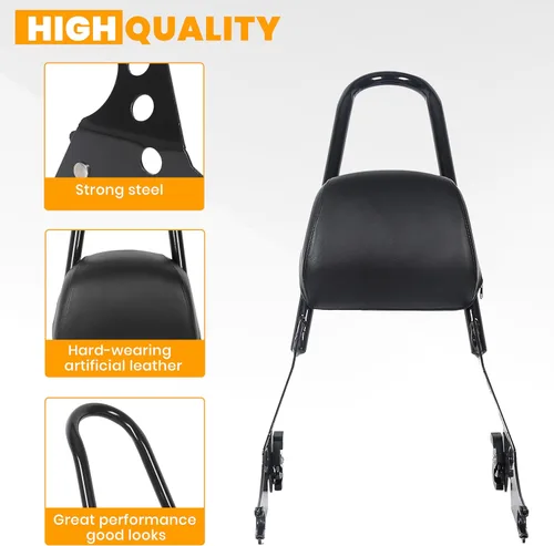 Vista 4 de ECOTRIC Respaldo tubular desmontable para pasajero compatible con Harley Sportster XL883C 883R XL1200R 1200C 1200S XLH883 XLH1200 de 2004