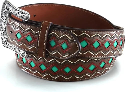 Vista 2 de ARIAT Cinturón central con incrustaciones de diamantes azules para mujer