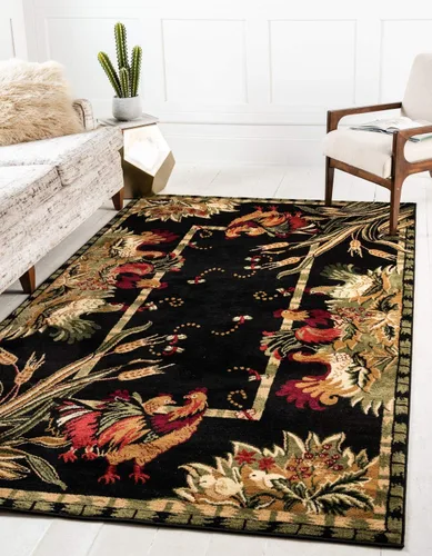 Vista 8 de Unique Loom Barnyard Collection - Alfombra de área de granja (2 pies x 3 pies 1 pulgada, rectangular, crema/negro)