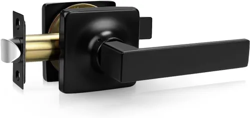 Vista 12 de Mengico Paquete de 1 cerradura de puerta, manijas de puerta negras para interiores, palanca de puerta interior izquierda o derecha, manija de puerta