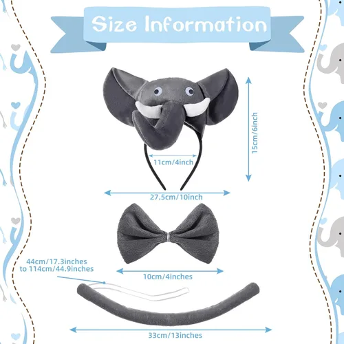 Vista 2 de 2 Sets Animal Kid Costume CheetahTigerPigElephant with Headband Tail Bow Tie Tutu Skirt Nose for Girl Toddler Halloween