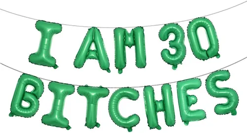 Vista 11 de Globos multicolor con texto en inglés "I AM 30 BITCHES" para decoración de cumpleaños de 30 años para ella (30 perras, negro)