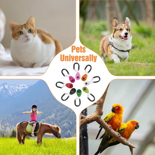 Vista 5 de Clicker de 18 piezas para entrenamiento de perros, juego de clicker de entrenamiento de mascotas con correa de muñeca para perros, gatos, cachorros
