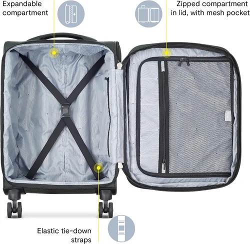 Vista 3 de DELSEY Paris Sky Max 2.0 Softside - Maleta expandible con ruedas giratorias, Verde, Sky Max 2.0 Softside - Maleta expandible con ruedas giratorias