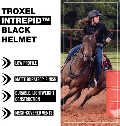 Vista 2 de Troxel Intrepid - Casco de equitación para caballos de silla, diseño ajustable de bajo perfil, equipo de seguridad para equitación