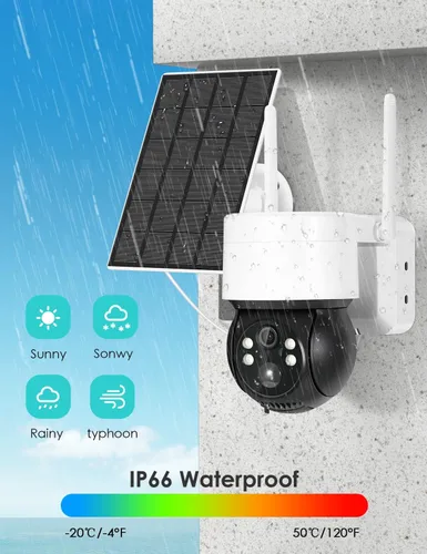Vista 2 de Cámara de seguridad al aire libre, 2K/3MP Cámaras de seguridad de visión nocturna inalámbricas al aire libre con sensor de movimiento PIR IP66