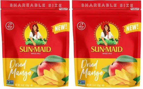 Vista 11 de Sun-Maid Rebanadas de Mango Seco - Bolsa Resellable de 15 oz - Endulzado con Azúcar de Caña - Aperitivo de Fruta Seca para Almuerzos, Aperitivos