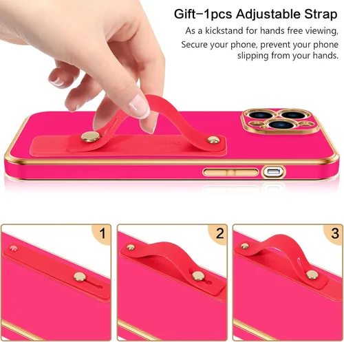 Vista 4 de VENINGO Funda para iPhone 13 Pro Max, TPU suave de ajuste delgado con soporte de pulsera ajustable, resistente a los arañazos y a prueba de golpes