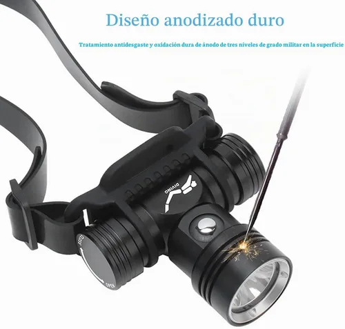 Vista 4 de WINDFIRE B14 Scuba Diving Headlamp, Super Bright Underwater Head Flashlight Negro-B14