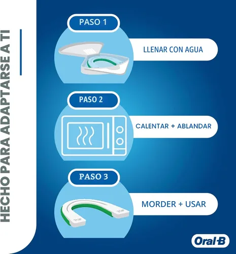 Vista 2 de Protector dental nocturno Oral-B con reborde. Ajuste delgado profesional. Talla única.