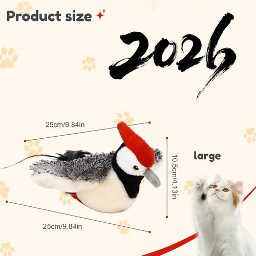 Vista 2 de Nuevo juguete para gatos Chase 2026, juguete interactivo recargable para gatos, pájaro que chirría con alas, juguete eléctrico para gatos de Beige
