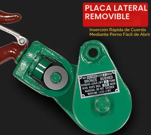 Vista 5 de Mytee Products Bloque de arrebate con gancho WLL 2 Toneladas Polea de 3"' + ' Cable de alambre de 3/8" Pulley para rescate con enrollamiento de 1