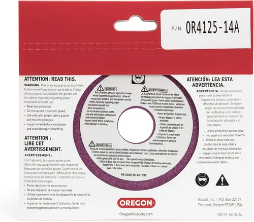 Vista 3 de Oregon OR4125-14A Muela abrasiva para cadena de sierra, 4-1/4 pulgadas por 1/4 pulgadas